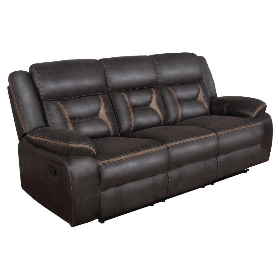651354_03x900.jpg GREER UPHOLSTERED MOTION RECLINING SOFA BROWN - Image 1