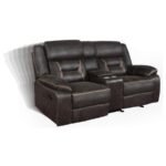 GREER UPHOLSTERED MOTION RECLINING LOVESEAT BROWN - Image 4