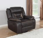 GREER UPHOLSTERED SWIVEL GLIDER RECLINER CHAIR BROWN - Image 2
