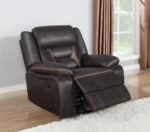 GREER UPHOLSTERED SWIVEL GLIDER RECLINER CHAIR BROWN - Image 3