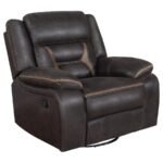 GREER UPHOLSTERED SWIVEL GLIDER RECLINER CHAIR BROWN