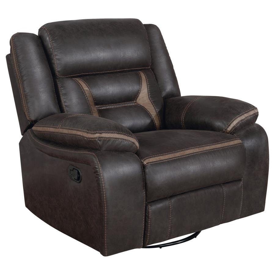 651356_03x900.jpg GREER UPHOLSTERED SWIVEL GLIDER RECLINER CHAIR BROWN - Image 1
