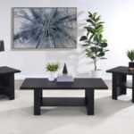 RODEZ 3-PIECE ENGINEERED WOOD COFFEE TABLE SET BLACK