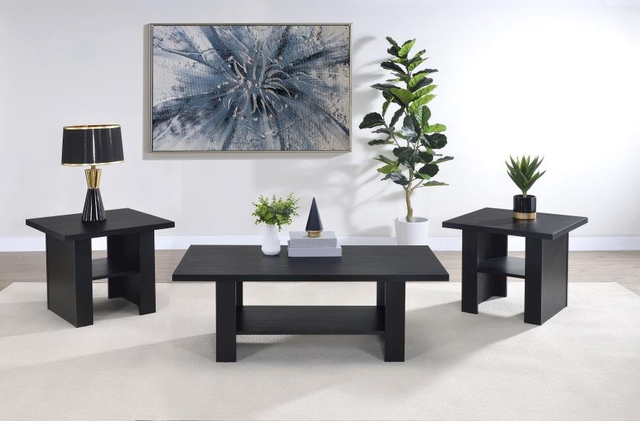 700345_01x900.jpg RODEZ 3-PIECE ENGINEERED WOOD COFFEE TABLE SET BLACK - Image 1
