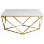 MERYL SQUARE FAUX MARBLE TOP COFFEE TABLE WHITE AND GOLD