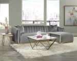 MERYL SQUARE FAUX MARBLE TOP COFFEE TABLE WHITE AND GOLD - Image 5