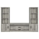 BURKE 3-PIECE 59-INCH TV ENTERTAINMENT CENTER GREY DRIFTWOOD - Image 2