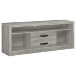 BURKE 3-PIECE 59-INCH TV ENTERTAINMENT CENTER GREY DRIFTWOOD - Image 3