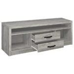 BURKE 3-PIECE 59-INCH TV ENTERTAINMENT CENTER GREY DRIFTWOOD - Image 4
