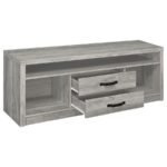 BURKE 2-DRAWER ENGINEERED WOOD 59-INCH TV STAND GREY DRIFTWOOD - Image 3