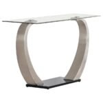 PRUITT GLASS TOP METAL BASE CONSOLE TABLE SATIN SILVER