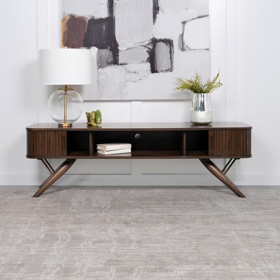 701713_01x900.jpg VALNA WOOD 71-INCH TV STAND WITH SLIDING DOORS WALNUT - Image 1