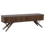 VALNA WOOD 71-INCH TV STAND WITH SLIDING DOORS WALNUT - Image 3