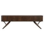 VALNA WOOD 71-INCH TV STAND WITH SLIDING DOORS WALNUT - Image 4