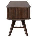 VALNA WOOD 71-INCH TV STAND WITH SLIDING DOORS WALNUT - Image 6