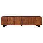 TRASK 86-INCH WOOD TV STAND MEDIA CONSOLE MANGO BROWN - Image 4
