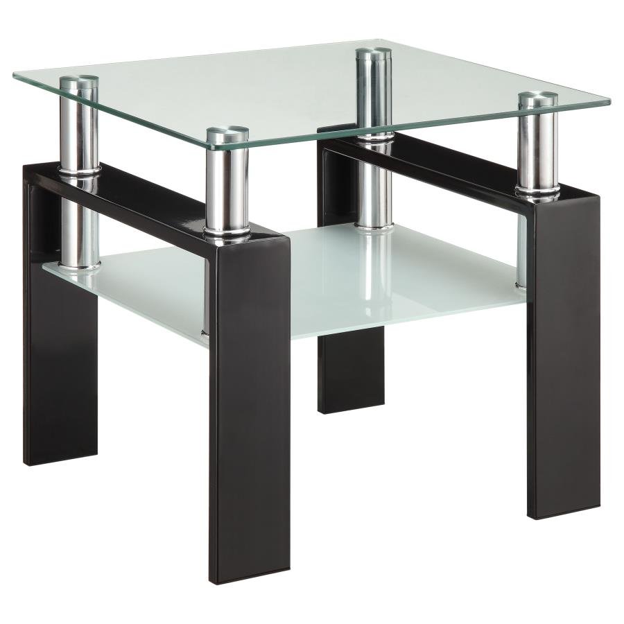 702287_02x900.jpg DYER 1-SHELF SQUARE GLASS TOP SIDE END TABLE BLACK - Image 1