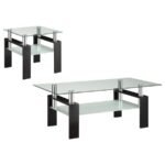 DYER 2-PIECE RECTANGULAR COFFEE AND END TABLE SET BLACK - Image 2