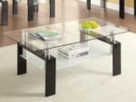 DYER 1-SHELF RECTANGULAR GLASS TOP COFFEE TABLE BLACK - Image 2