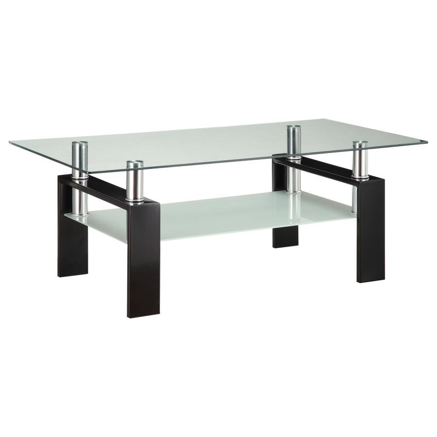 702288_02x900.jpg DYER 1-SHELF RECTANGULAR GLASS TOP COFFEE TABLE BLACK - Image 1