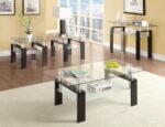 DYER 1-SHELF RECTANGULAR GLASS TOP COFFEE TABLE BLACK - Image 4