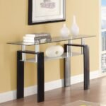 DYER RECTANGULAR GLASS TOP ENTRYWAY SOFA CONSOLE TABLE BLACK - Image 2