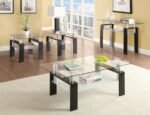 DYER RECTANGULAR GLASS TOP ENTRYWAY SOFA CONSOLE TABLE BLACK - Image 4