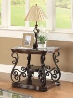 LANEY 1-SHELF GLASS TOP RECTANGULAR END TABLE DEEP MERLOT - Image 2