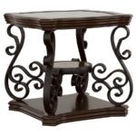 LANEY 1-SHELF GLASS TOP RECTANGULAR END TABLE DEEP MERLOT