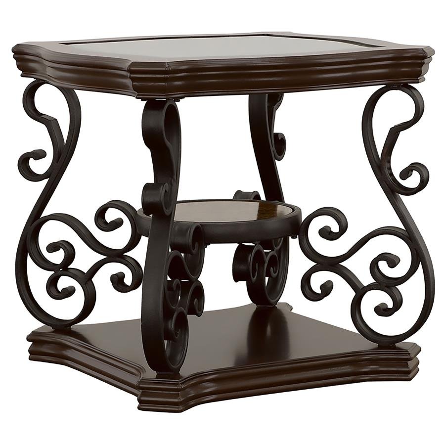 702447_02x900.jpg LANEY 1-SHELF GLASS TOP RECTANGULAR END TABLE DEEP MERLOT - Image 1