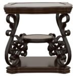 LANEY 1-SHELF GLASS TOP RECTANGULAR END TABLE DEEP MERLOT - Image 3