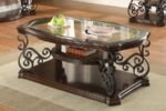 LANEY 1-SHELF GLASS TOP RECTANGULAR COFFEE TABLE DEEP MERLOT - Image 2