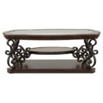 LANEY 1-SHELF GLASS TOP RECTANGULAR COFFEE TABLE DEEP MERLOT - Image 3
