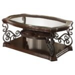 LANEY 1-SHELF GLASS TOP RECTANGULAR COFFEE TABLE DEEP MERLOT - Image 4