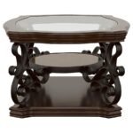 LANEY 1-SHELF GLASS TOP RECTANGULAR COFFEE TABLE DEEP MERLOT - Image 5