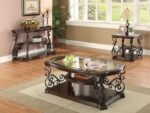 LANEY 1-SHELF GLASS TOP RECTANGULAR COFFEE TABLE DEEP MERLOT - Image 9