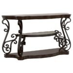 LANEY SCROLLWORK ENTRYWAY SOFA CONSOLE TABLE DEEP MERLOT