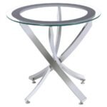 BROOKE 2-PIECE ROUND COFFEE AND END TABLE SET CHROME - Image 4