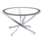 BROOKE 3-PIECE ROUND COFFEE AND END TABLE SET CHROME - Image 3