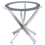 BROOKE 3-PIECE ROUND COFFEE AND END TABLE SET CHROME - Image 4