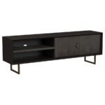 MARSDEN 2-DOOR MANGO WOOD 70-INCH TV STAND CHARCOAL BLACK