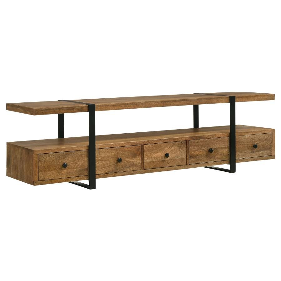 703243_02x900.jpg OTTO 5-DRAWER MANGO WOOD 70-INCH TV STAND MEDIA CONSOLE BROWN - Image 1