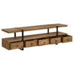 OTTO 5-DRAWER MANGO WOOD 70-INCH TV STAND MEDIA CONSOLE BROWN - Image 3