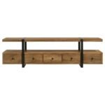 OTTO 5-DRAWER MANGO WOOD 70-INCH TV STAND MEDIA CONSOLE BROWN - Image 4