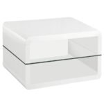 ELANA 1-SHELF RECTANGULAR SIDE END TABLE WHITE HIGH GLOSS