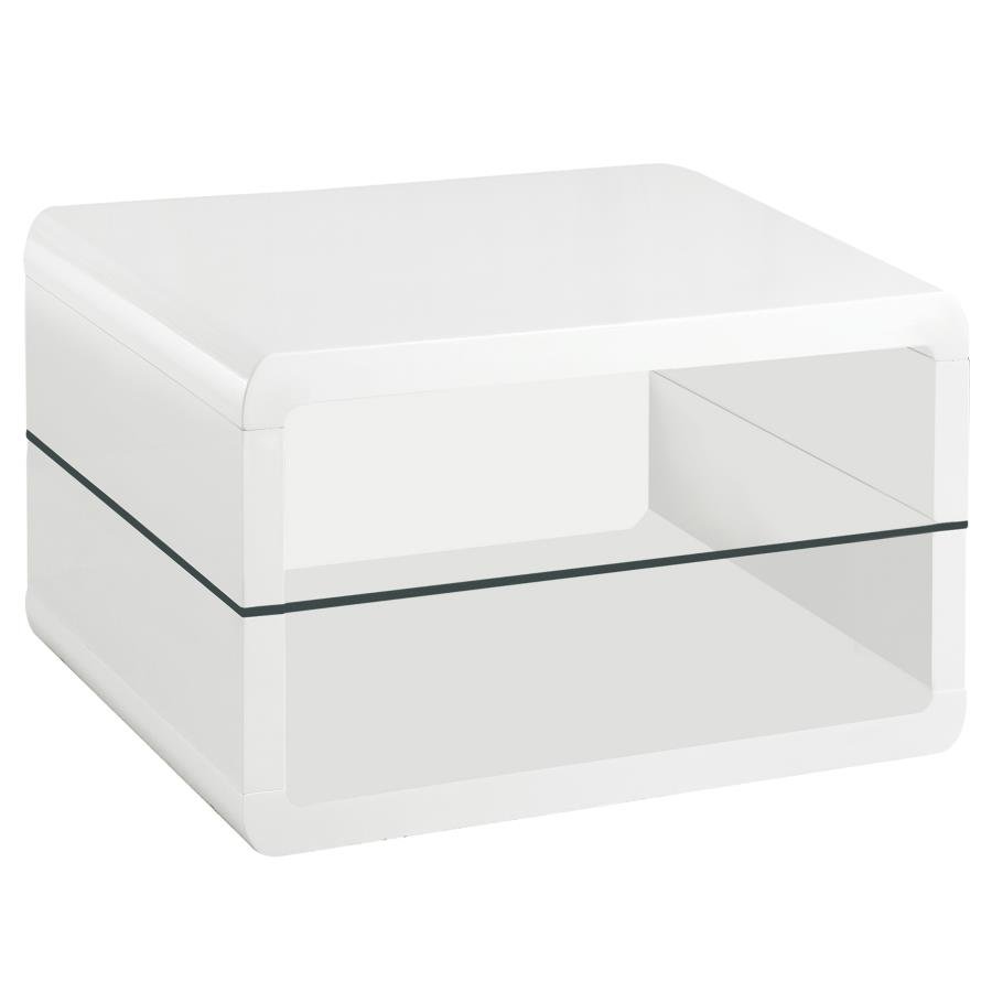 703267_02x900.jpg ELANA 1-SHELF RECTANGULAR SIDE END TABLE WHITE HIGH GLOSS - Image 1