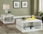 ELANA 1-SHELF RECTANGULAR COFFEE TABLE WHITE HIGH GLOSS - Image 4