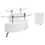 BUCKLEY 3-PIECE COFFEE TABLE AND STOOLS SET WHITE HIGH GLOSS - Image 6