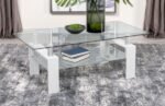 DYER 1-SHELF RECTANGULAR GLASS TOP COFFEE TABLE WHITE - Image 2