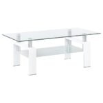 DYER 1-SHELF RECTANGULAR GLASS TOP COFFEE TABLE WHITE
